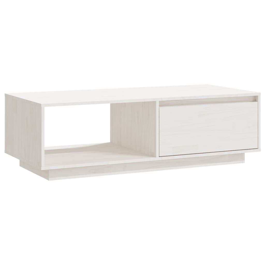vidaXL Solid Pinewood Coffee Table Home Indoor Living Room Dining Room Wooden Storage Accent Side Sofa Couch End Tea Table Furniture White