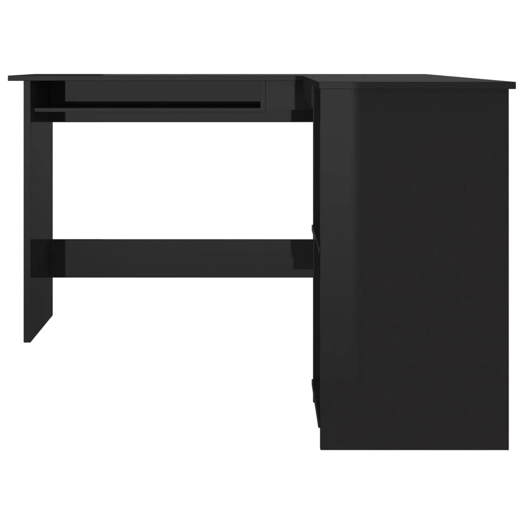 vidaXL L-Shaped Corner Desk High Gloss Black 47.2&quot; x 55.1&quot; x 29.5&quot; Engineered Wood
