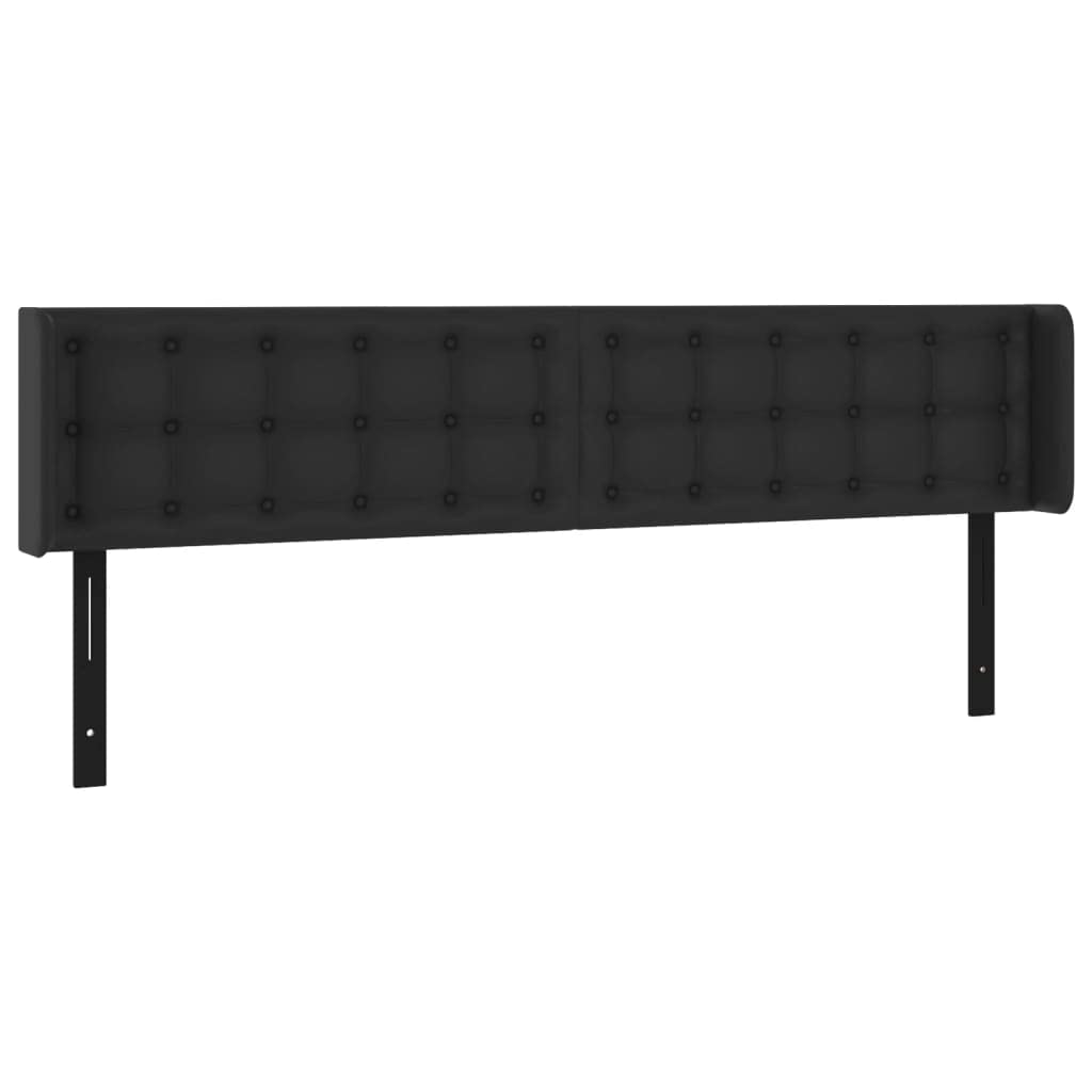 Vidaxl Headboard, Upholstered Headboard For Bed Home, Bed Headboard With Ears, Bedroom Furniture, Black 64.2"X6.3"X30.7"/34.6" Faux Leather