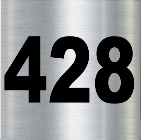 Number Plate 428 Room, Door No,Rack Numbers Warehouse, Steel Brushed Type Color Acrylic Board With Pvc Waterproof Black Sticker 