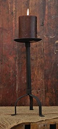 Primitive Black Pillar Candle Holder, 12 Tall, 4 Candle Plate
