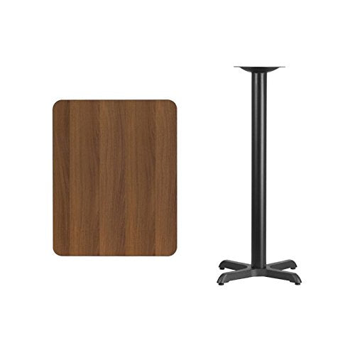 Flash Furniture Stiles 24'' x 30'' Rectangular Walnut Laminate Table Top with 22'' x 22'' Bar Height Table Base