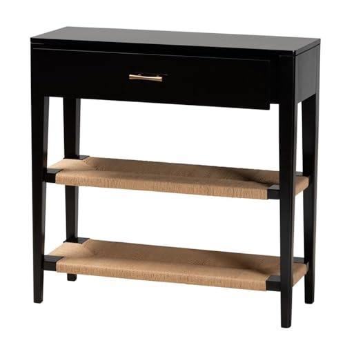 Baxton Studio Freya Modern Bohemian Black Finished Bayur Wood 1-Drawer Console Table Black/bayur Wood