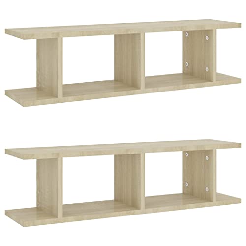 Vidaxl 2 X Wall Shelves, Floating Shelves, Wall Shelves, Decorative Shelves, Bookcase, Wall Shelves, Sonoma Oak, 75 X 18 X 20 Cm, Wood Material