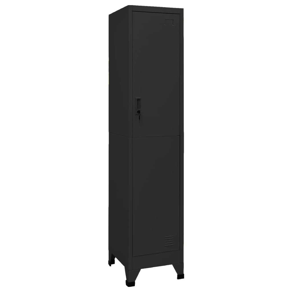 vidaXL Black Steel Locker Cabinet | 15&quot;x17.7&quot;x70.9&quot; | Secure and Ample Storage Space | Office, School, Personal Lockup | Durable and Easy-to-Clean