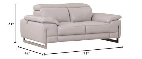 HomeRoots Light Gray 31' Tasteful Light Grey Leather Loveseat