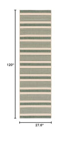 Safavieh Courtyard Collection Runner Rug - 2'3'' X 10', Beige & Dark Green, Stripe Design, Non-Shedding & Easy Care, Indoor/Outd