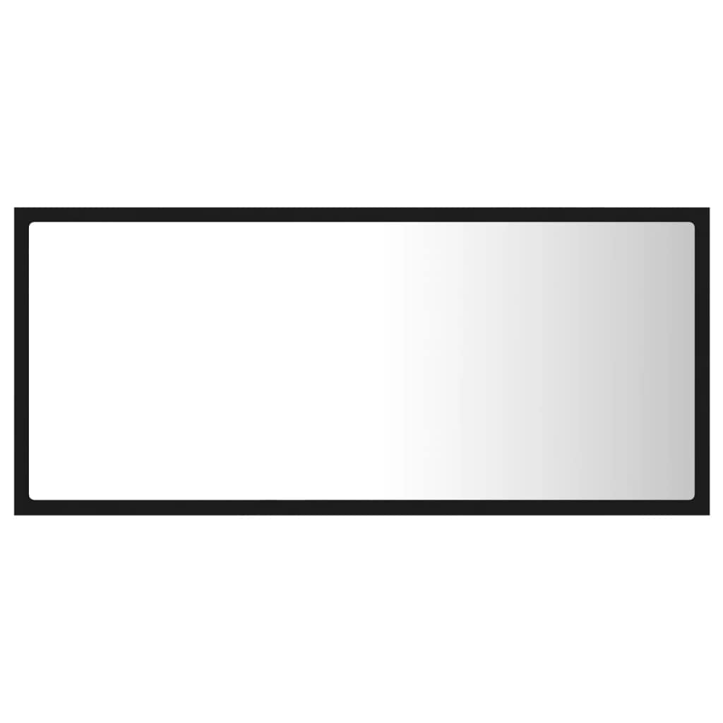 vidaXL Bathroom Mirror, Vanity Mirror Powder Room Mirror, LED Bathroom Mirror Wall Mounted Bath Mirror, Framed Bath Mirror, Industrial, Black Acrylic