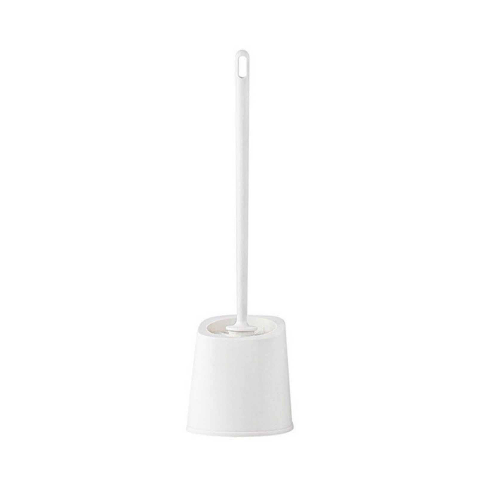 Styleheaven 3 Pieces Soft Bristles Wall Mounted Toilet Brush Set Easy To Clean Long Handle Toilet Brush, White, Round Head|Busin