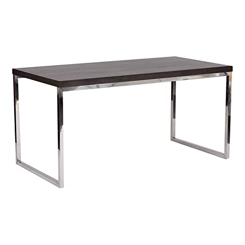 Pangea Home Fred Modern Wood Veneer & High Polished Steel Desk In Espresso