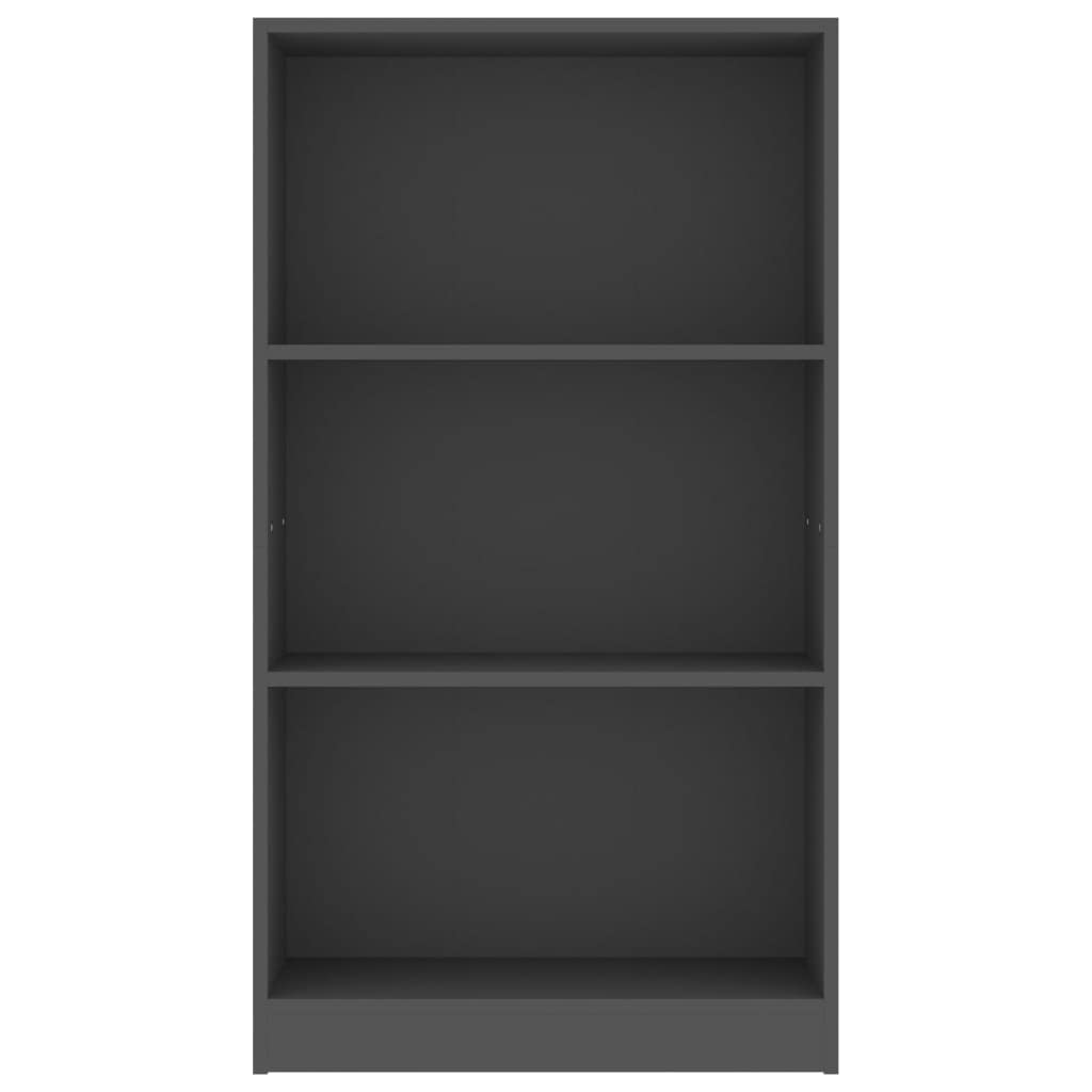 vidaXL Bookshelf, 3-Layer Design Bookcase, Freestanding Display Storage Shelving, Display Shelf for Living Room Bedroom, Modern, Gray Engineered Wood