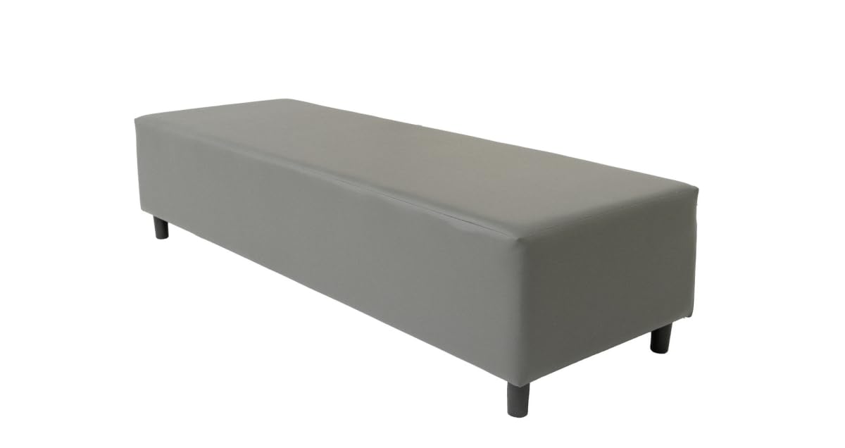 HomeRoots 530614 72 in. Gray & Black Upholstered Faux Leather Bench