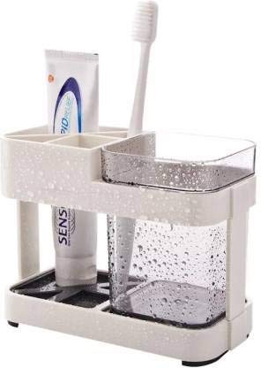 Wagmine Toothbrush Toothpaste Stand Holder Bathroom Storage Organizer,Plastic