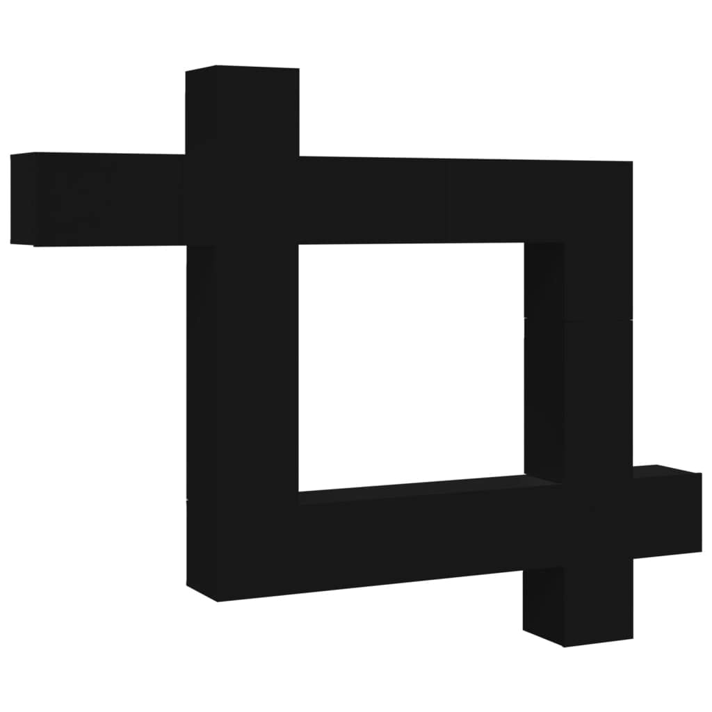 Vidaxl Tv Cabinet Set 9 Piece Living Room Furniture Sideboard Entertainment Centre Tv Console Media Unit Hifi Stereo Cabinet Black Engineered Wood