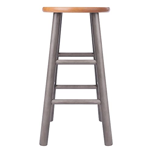 Ergode Wood Element Counter Stool Set | Oyster Gray | 2-Pc Set | Solid Wood | 220lbs Weight Capacity | Stable & Stylish | Multiple Finishes (36624-VV)