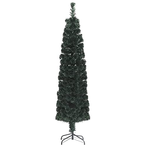 vidaXL 4ft Artificial Slim Christmas Tree with Stand - Energy Efficient Fiber Optic Lighting, Sturdy Base, Reusable, Low Maintenance