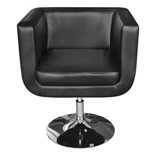 vidaXL Armchair, Armchair with Chrome Base, Swivel Accent Chair for Living Room Bedroom Reading Room, Modern Style, Black Faux Leather