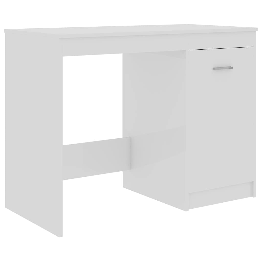 vidaXL Desk Study Computer Corner Desk Office Home Interior Laptop Workstation Work Storage Table with Drawer High Gloss White Engineered Wood