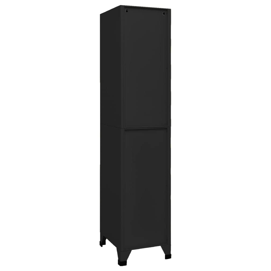 Vidaxl Black Steel Locker Cabinet | 15&quot;X17.7&quot;X70.9&quot; | Secure And Ample Storage Space | Office, School, Personal Lockup | Durable And Easy-To-Clean