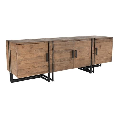 Kosas Home Martine 4-Door Wood And Iron Media Cabinet In Natural And Black