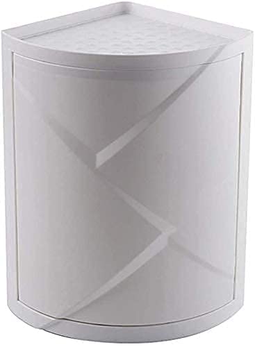 360 Rotating Corner Storage Cabinet for Bathroom & Kitchen | DustProof Triangle Shelf with Doors | Plastic Corner Rack for Towe