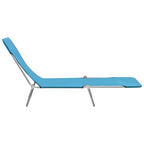 vidaXL Blue Folding Sun Loungers - 600D Oxford Fabric Outdoor Beach Beds with Powder-Coated Steel Frame, Pack of 2