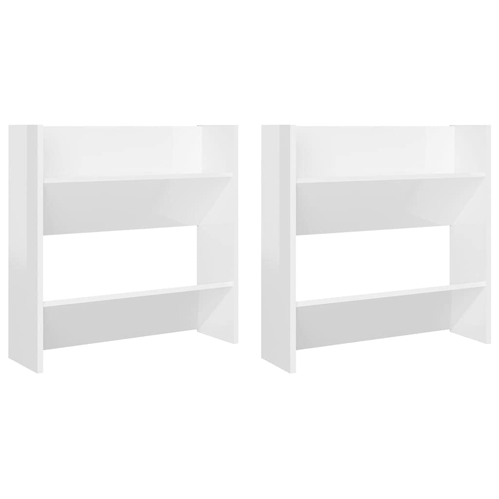 Vidaxl Wall Shoe Cabinets 2 Pcs High Gloss White 23.6&quot;X7.1&quot;X23.6&quot; Engineered Wood