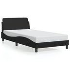 vidaXL Black Faux Leather Single Bed Frame with Wave Design Headboard, Plywood Slats System - Chic and Supportive 39.4"x74.8"