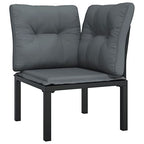 vidaXL Patio Lounge Set 5 Piece, Outdoor Patio Furniture with Coffee Table, Conversation Set with Footstool, Modern Style, Black and Gray Poly Rattan