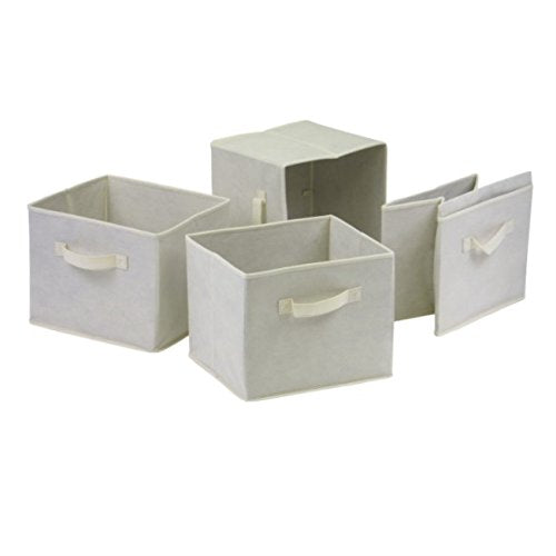 Foldable Beige Fabric Baskets - Set of 4 | Versatile Storage Solution for Home Organization | (82411-VV)