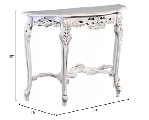 International Caravan Furniture Piece Windsor Hand-Carved Half Moon Console Table