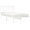 vidaXL Robust Steel Bed Frame with Headboard and Extra Storage Space - Full Size Classic White Mattress Foundation