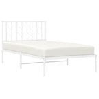vidaXL Robust Steel Bed Frame with Headboard and Extra Storage Space - Full Size Classic White Mattress Foundation