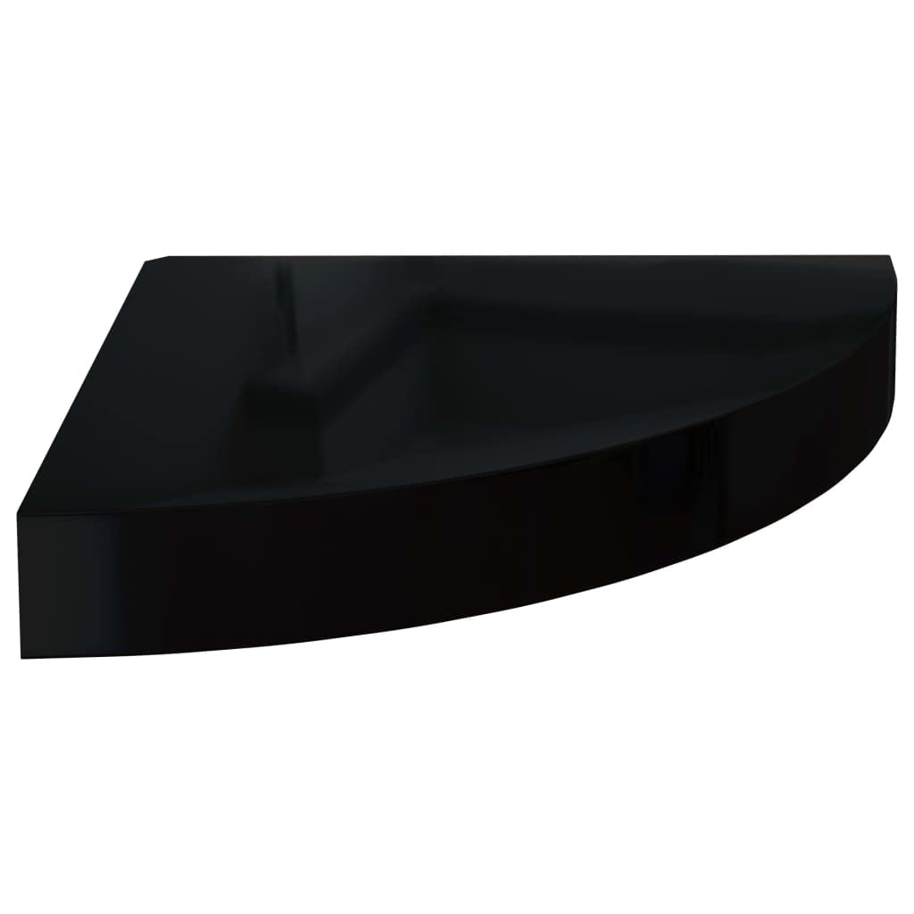 vidaXL Wall Corner Shelves Floating Corner Shelf 2 Pcs High Gloss Black MDF