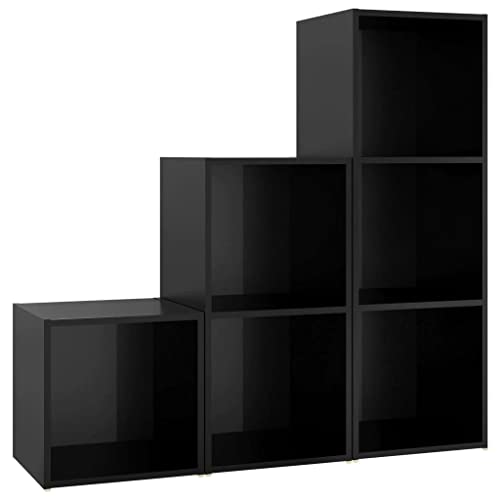vidaXL TV Stand Set 3 Piece TV Stand Plasma Stereo HiFi Cabinets Entertainment Center Living Room Furniture High Gloss Black Engineered Wood