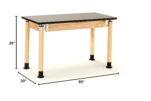National Public Seating Adjustable Height Science Table Size: 29&quot; H X 60&quot; W X 30&quot; D, Leg Color: Oak