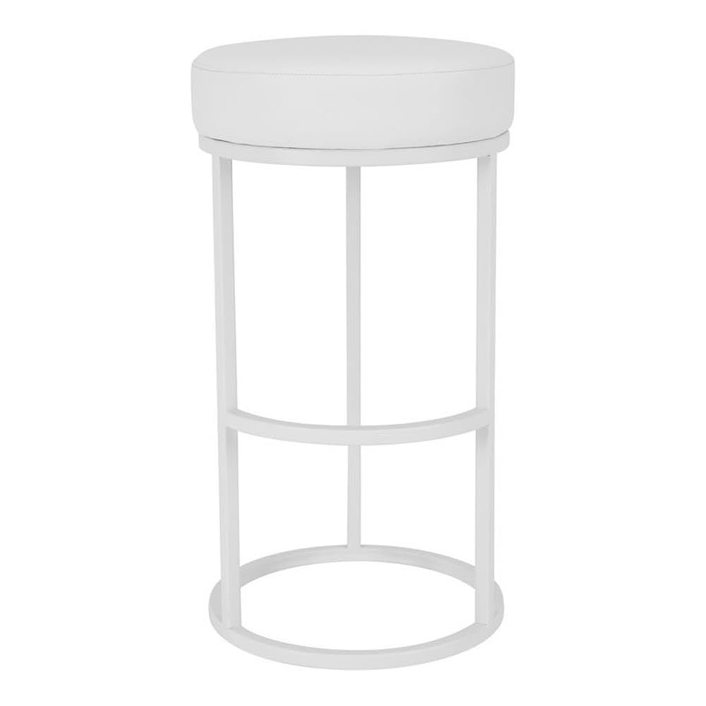 Pangea Home Mono 30&quot; Modern Faux Leather & Metal Stand Bar Stool In White