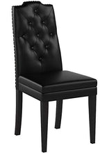 Baxton Studio Dylin Dining Chair and Dining Chair Black Faux Leather Button-Tufted Nail heads Trim Dining Chair