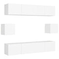 vidaXL TV Stand Set 6 Piece Home Living Room Bedroom Furniture HiFi Stereo Cabinet TV Stand Media Unit Entertainment Center Engineered Wood White