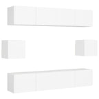 vidaXL TV Stand Set 6 Piece Home Living Room Bedroom Furniture HiFi Stereo Cabinet TV Stand Media Unit Entertainment Center Engineered Wood White