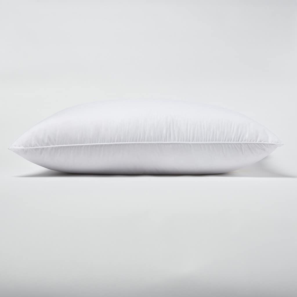 HomeRoots White 100% Cotton Premium Lux Siberian Down Queen Size Medium Pillow