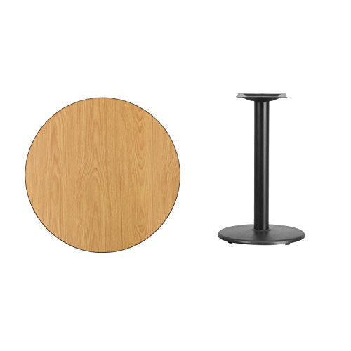 Flash Furniture 30'' Round Natural Laminate Table Top With 18'' Round Table Height Base