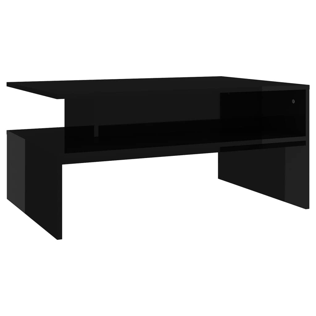 vidaXL Coffee Table High Gloss Black 35.4"x23.6"x16.7" Engineered Wood