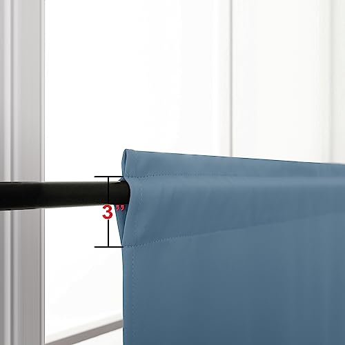 Koufall Blue Kitchen Window Curtains Over Sink,Small Blackout Short Rustic Farmhouse Dining Room Curtains 36 Inch Length,Gray Stone Blue