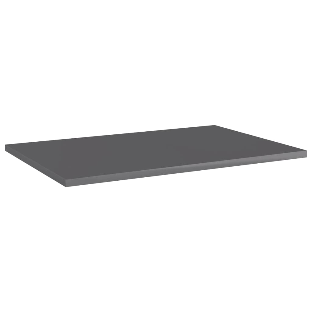 vidaXL Modern High Gloss Gray Bookshelf Boards 23.6&quot;x15.7&quot;x0.6&quot;, Pack of 8, Engineered Wood Material, Easy-to-Clean Storage Solution