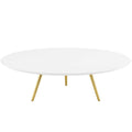Modway Lippa 47" Mid-Century Modern Round Coffee Table With Tripod Base In Gold White