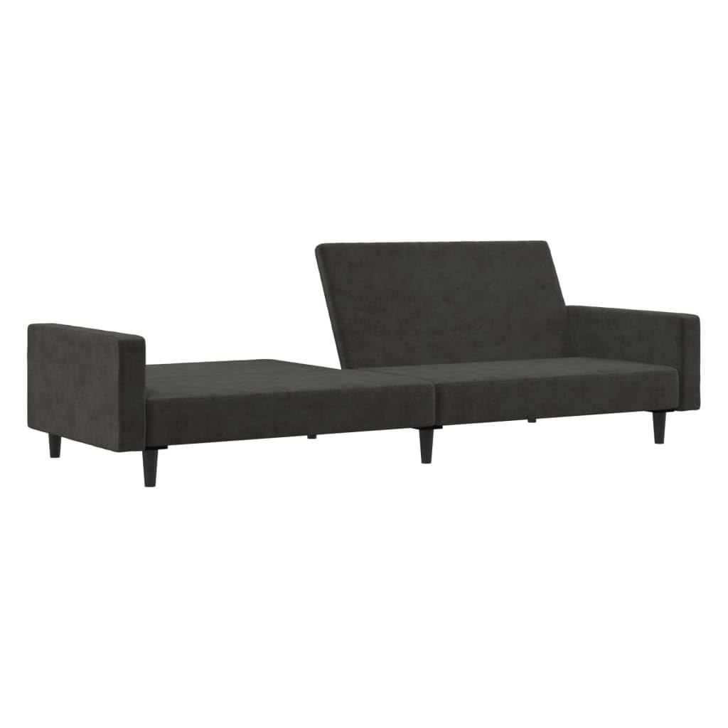 vidaXL 2-Seater Sofa Bed in Dark Gray Velvet - Convertible Upholstered Loveseat to Twin Bed for Living Room, Studio, and Office
