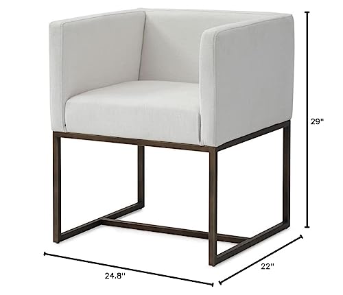 HomeRoots Off-White Fabric, Metal White Antique Velvet Brass Dining Chair