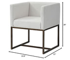 HomeRoots Off-White Fabric, Metal White Antique Velvet Brass Dining Chair