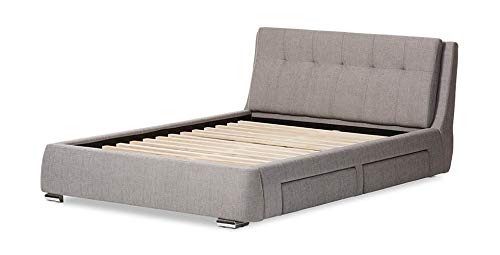 Baxton Studio Camile Queen Storage Platform Bed in Gray